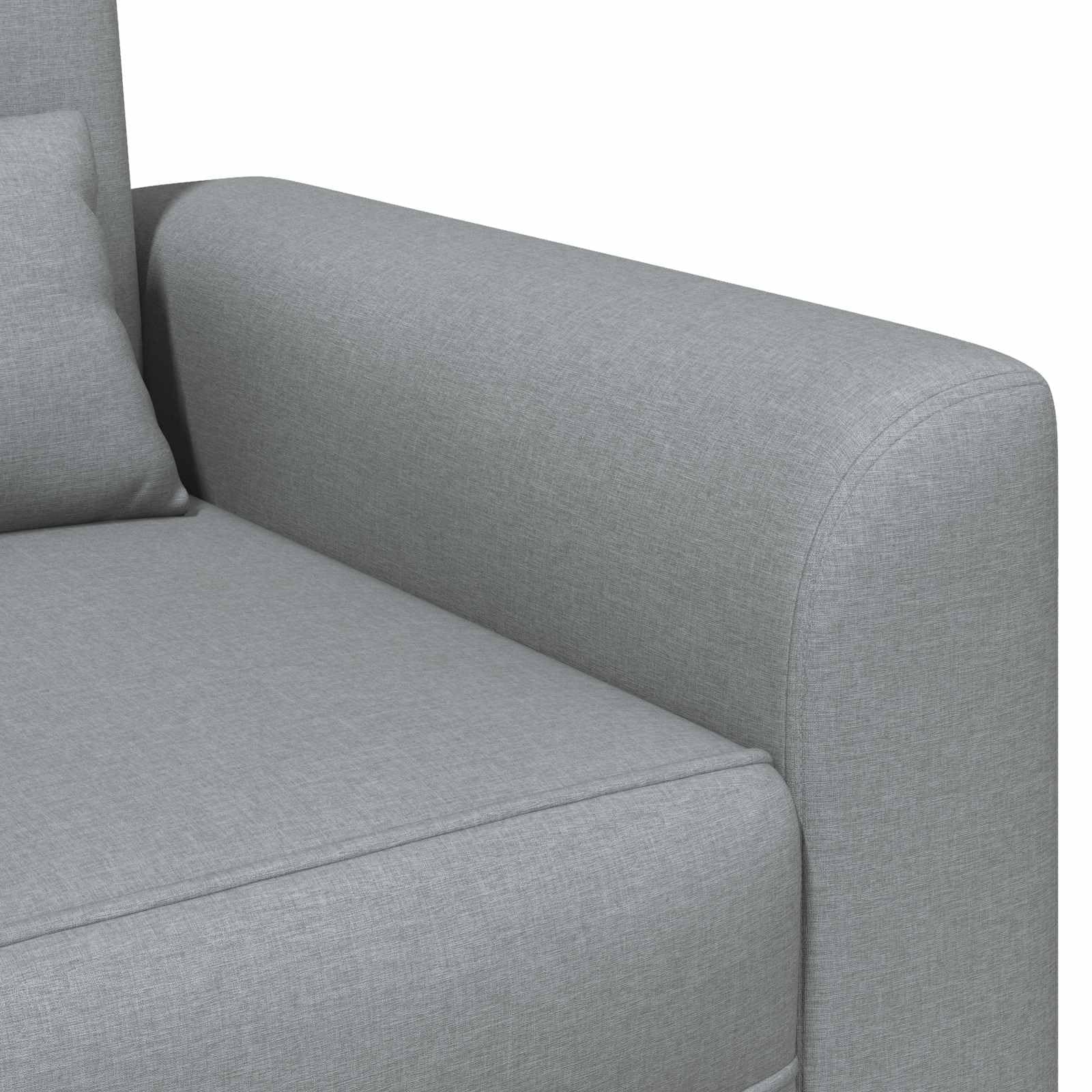 Poltrona moderna in tessuto grigio chiaro con braccioli larghi