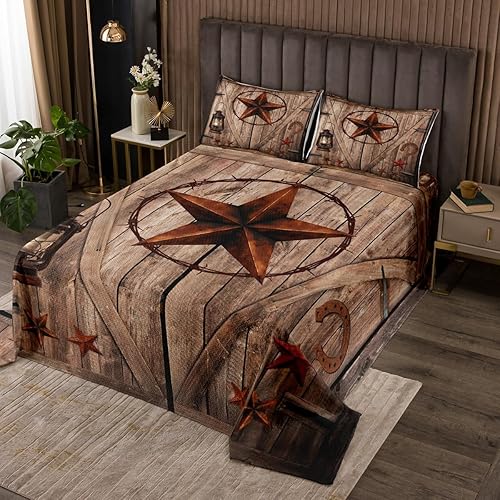 Vista 13 de Juego de colcha de vaquero occidental para niños, tamaño Queen, diseño geométrico de cactus, flechas de cactus, decoración de habitación de niños