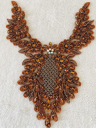 Miniatura 43 de Piedras de imitación hechas a mano de encaje apliques de costura a mano Parches Recorte para vestido Ropa Falda Escote Accesorios (negro)