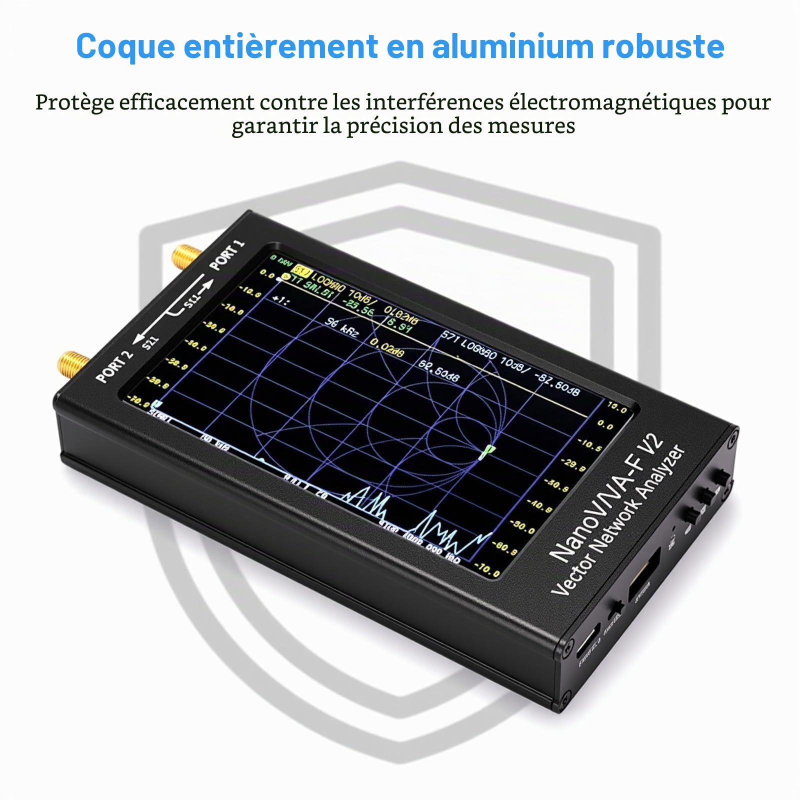AURSINC NanoVNA-F V2 Analizzatore di Rete Vettoriale 50KHz-3GHz HF VHF UHF 4.3" Analizzatore di antenna - Misurazione dei Parametri S, Fase, Ritardo, Diagramma Smith