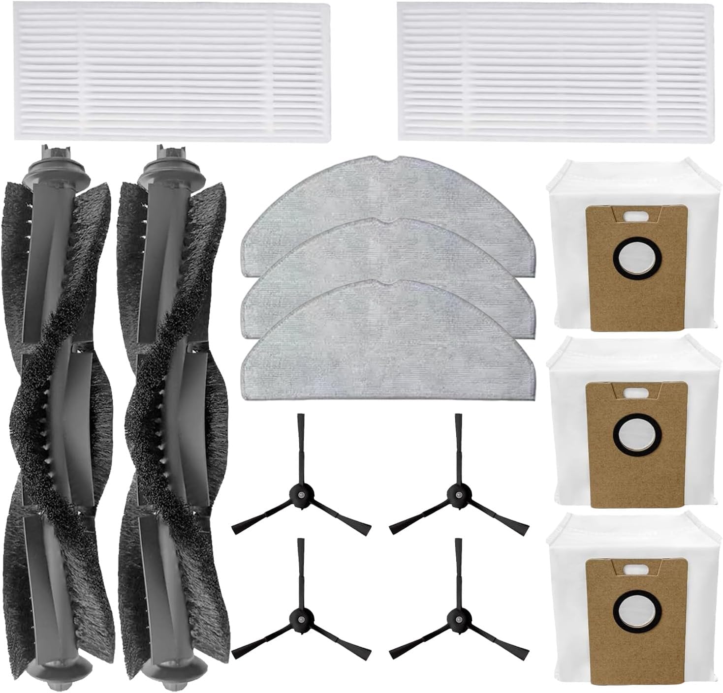 Accessories Kits for Tapo RV30 Max Plus / RV30 Max / RV20 Max Plus/RV20 Max Robot Vacuum,Parts Include 2 Main Brushes 4 Side Brushes 3 Mop Pads 3 Filters 3 Dust Bags Attachments