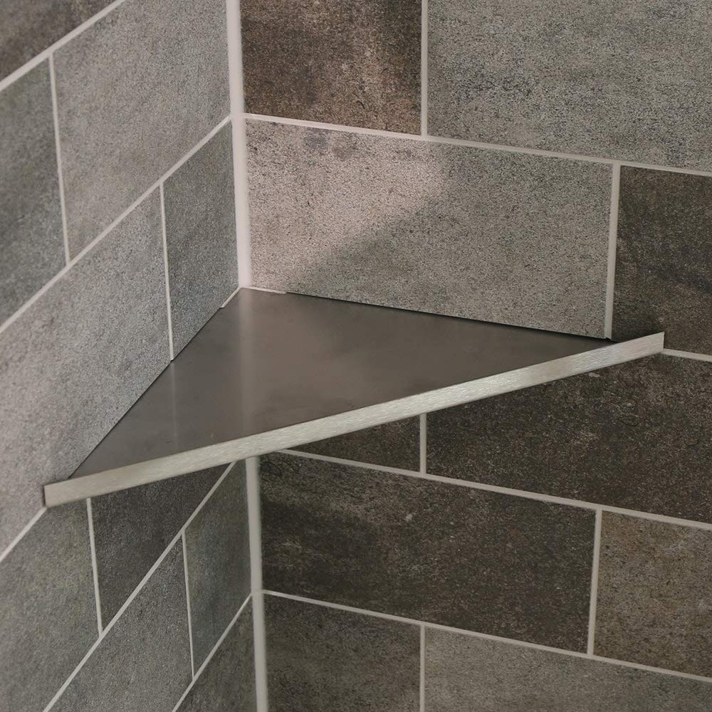 Duschablage Eckablage ohne Bohren für Bad befliesbar V2A Edelstahl (265 x 265 mm)
