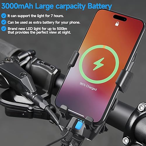 Miniatura 4 de USB recargable bicicleta teléfono montaje LED bicicleta faro con banco de energía 3 modos fácil de instalar impermeable ciclismo lámpara delantera