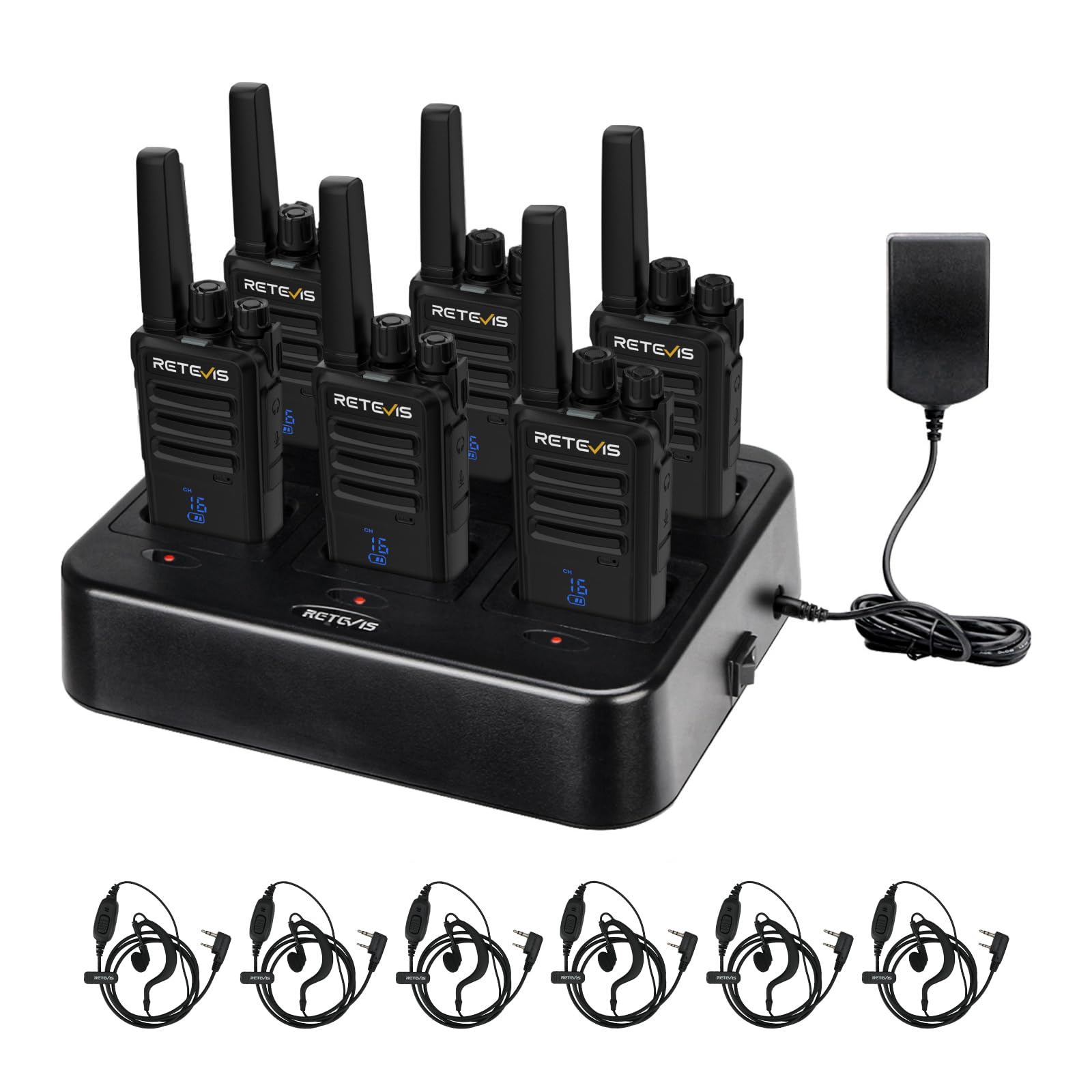 Retevis RT668H Walkie Talkies, 2 Way Radio with Screen, Long Range Walkie Talkies with 6 Way Charger