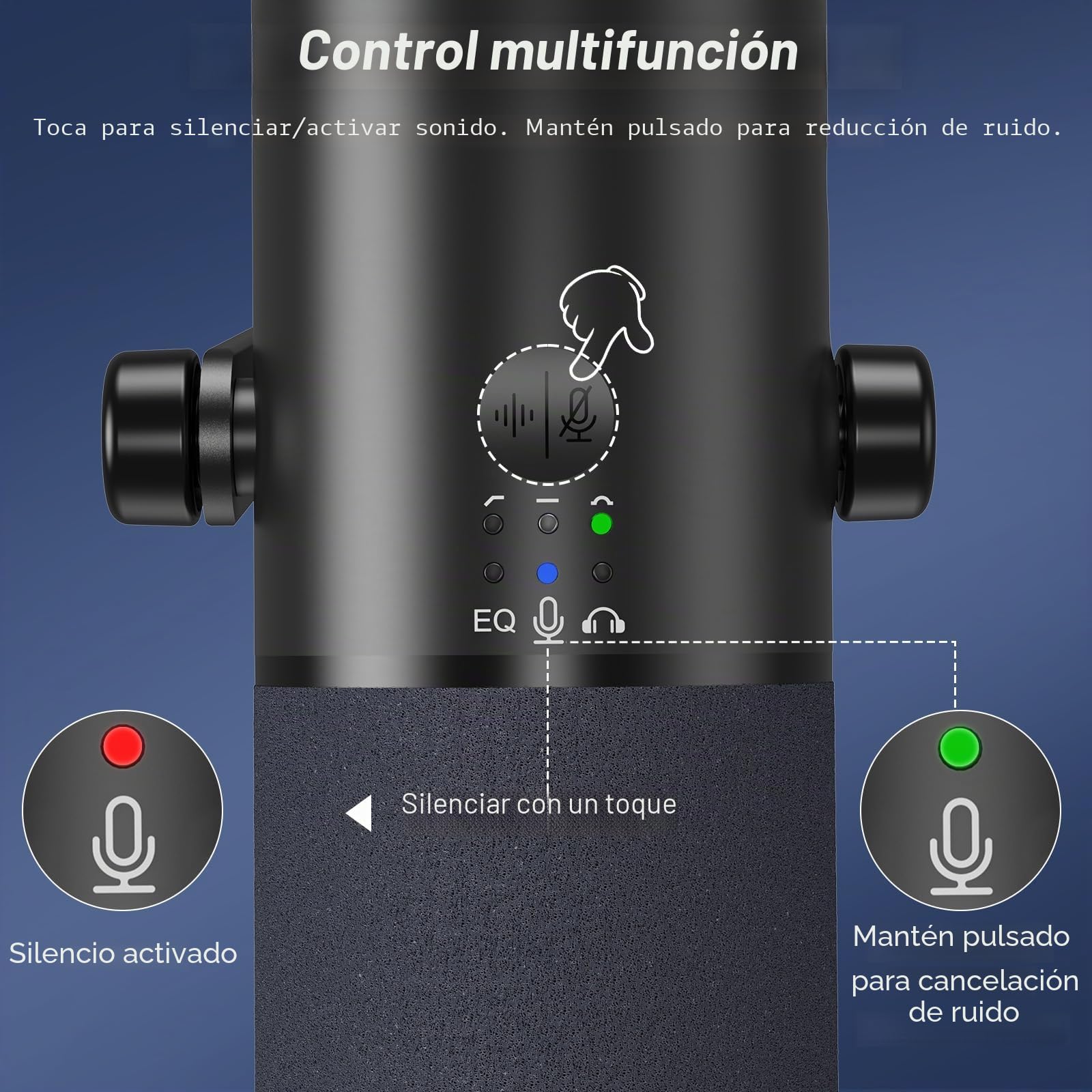TONOR USB/XLR Microfono Dinámico para Juegos, PC Micrófono Cardioide de Estudio con Brazo Soporte para Podcasting, Streaming, Conector para Auriculares de 3,5 mm y Botón de Silencio, TD510 Air H+