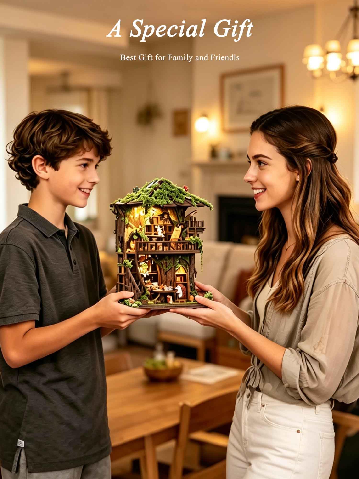 Rotbakmin - Kit di angoli per libri per Aduts, adolescenti, casa in miniatura fai da te, biblioteca, casa delle bambole, libro 3D in legno, piccolo edificio mini diorama, decorazione per libreria con