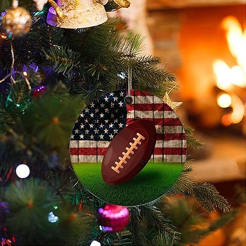 Miniatura 3 de Christmas Tree Ornaments Football USA Flag Christmas Ornament Keepsake Ornament Home Decor Patriotic Hanging Pendants Round Ceramic Xmas Ornaments