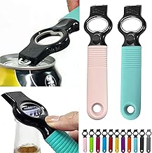 DUNLAGUE Soda Can Opener and Beer Bottle Opener Bartender with 4.2" Long Silicone Handle, Pop Top Can Tab Opener for Long Nails, Bottle Opener for Arthritic Hand and Seniors 1*Aqua blue1*Pink