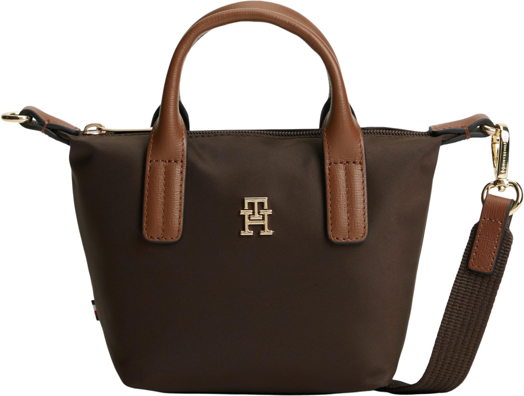 Tommy Hilfiger Women Popette Micro Tote AW0AW18368 Tote, BROWN (Fondant Brown), One Size