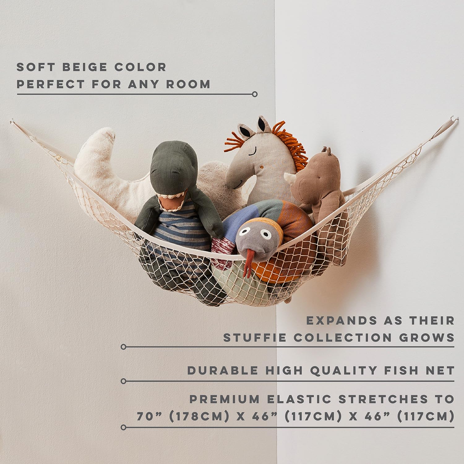 Organizer Da Appendere Per Peluche - 167x58 Cm, 4 Tasche, Rete Traspirante, Per Camera Bambini - Foto 4