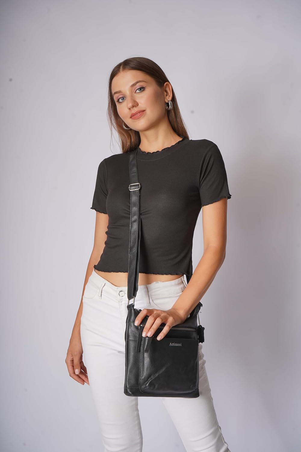 Small Bag Leather Crossbody Bag for Women Men, Vintage Crossbody Shoulder Bag wih Cardslots Cellphone Wallet Purse SD - Image 2