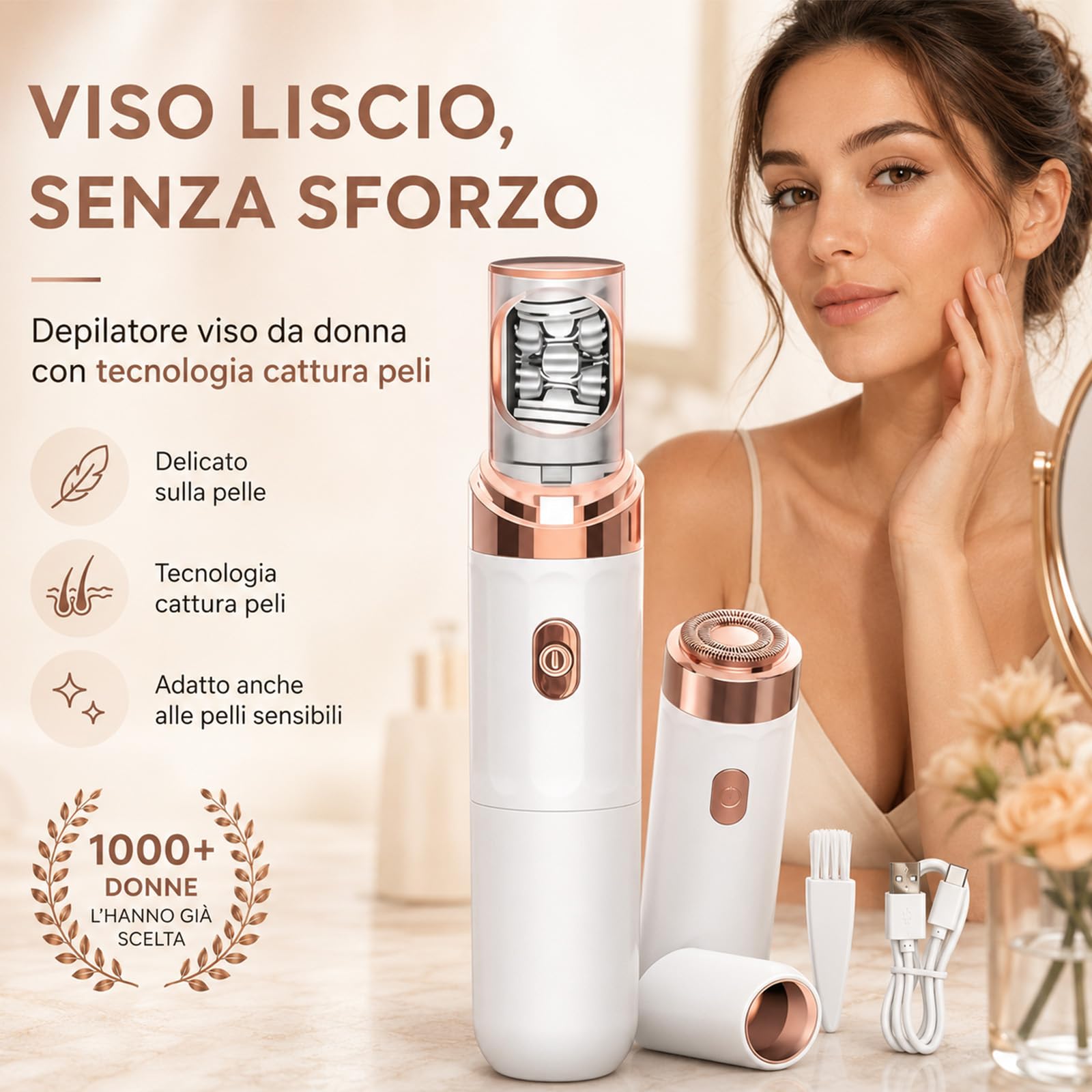 Prosilk 3.0 Epilatore Viso per Donna, Dispositivo per Rimuovere i Peli del Viso con Luce, 999900 Flash, 5 Livelli Regolabili, per Baffi, Mento e Guance – Uso Domestico (Bianco)