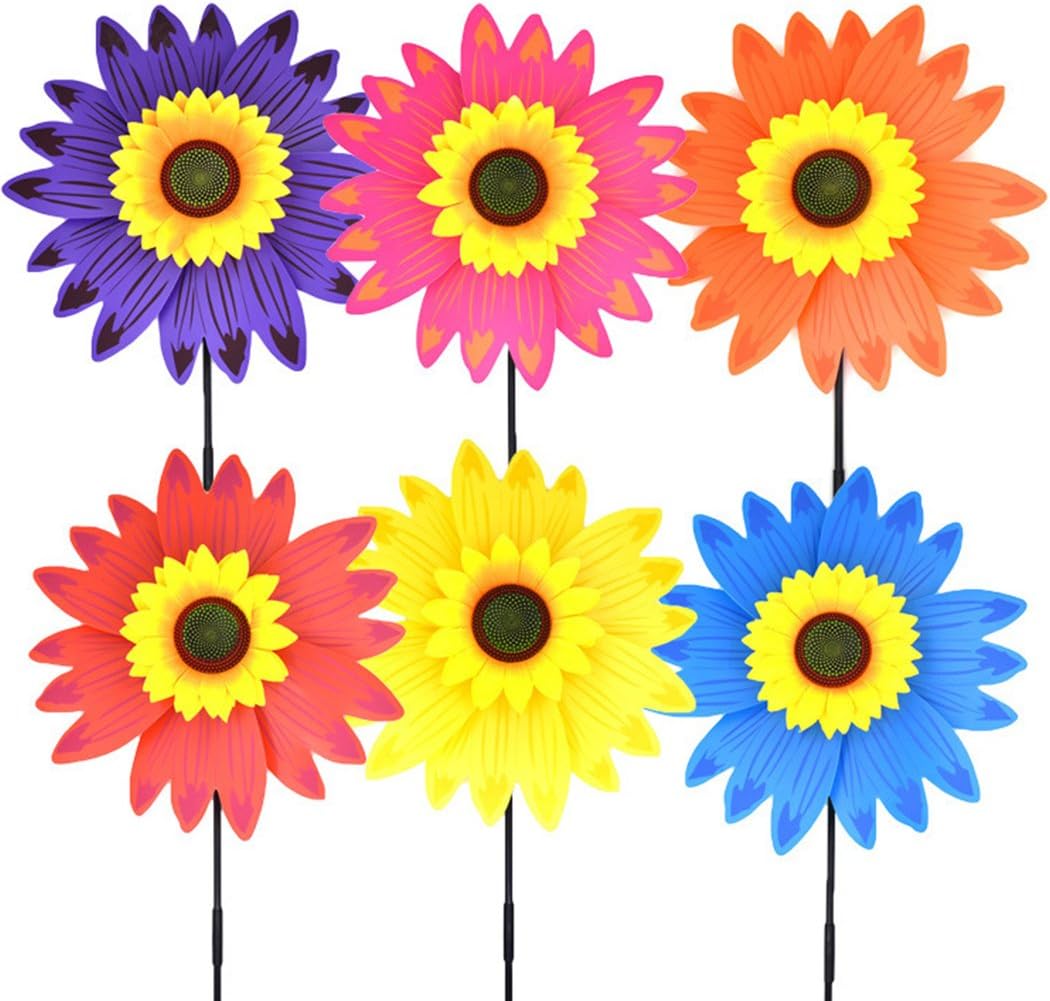 B bangcool Sunflower Lawn Pinwheels Wind Spinners Garden Party Pinwheel Wind Spinner for Patio Lawn & Garden (6 PCS)）
