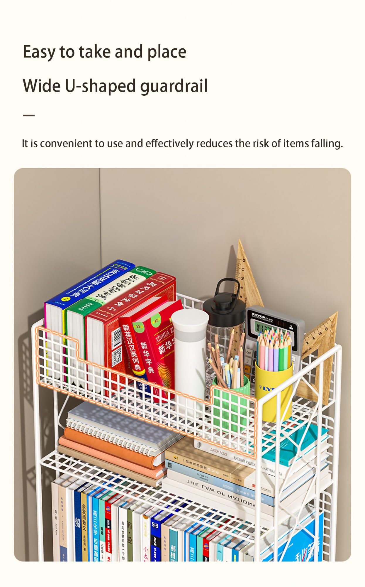 Libreria mobile in metallo con ruote per bambini libreria a doppia faccia ideale per lo studio degli studenti, perfetta per camera da letto, soggiorno, casa, scuola, espositore con design aperto