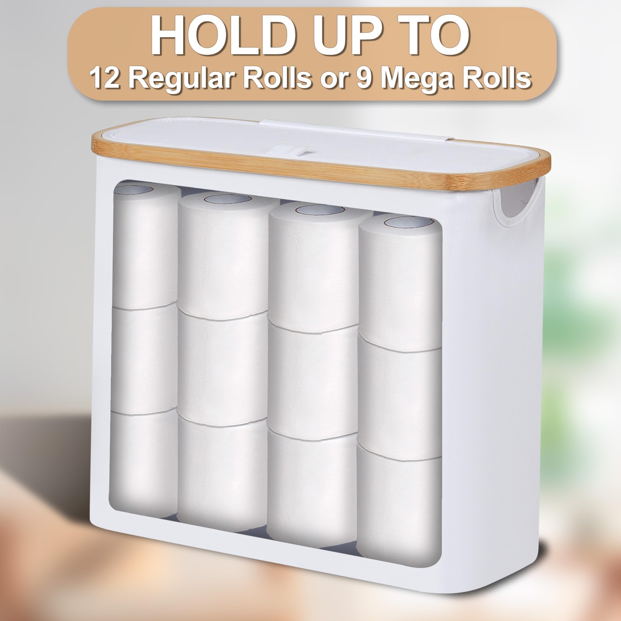 efluky 30L Toilet Roll Storage with Lid, Toilet Paper Basket - Image 4