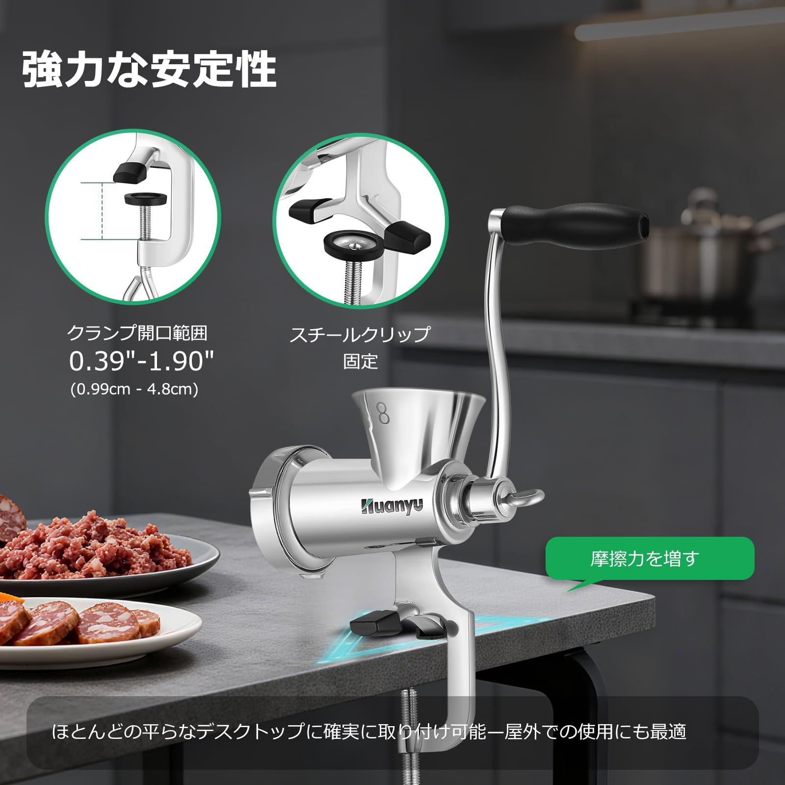 Amazon.co.jp: Huanyu ミンチ機 手動式ミンサー 小型ミートチョッパー