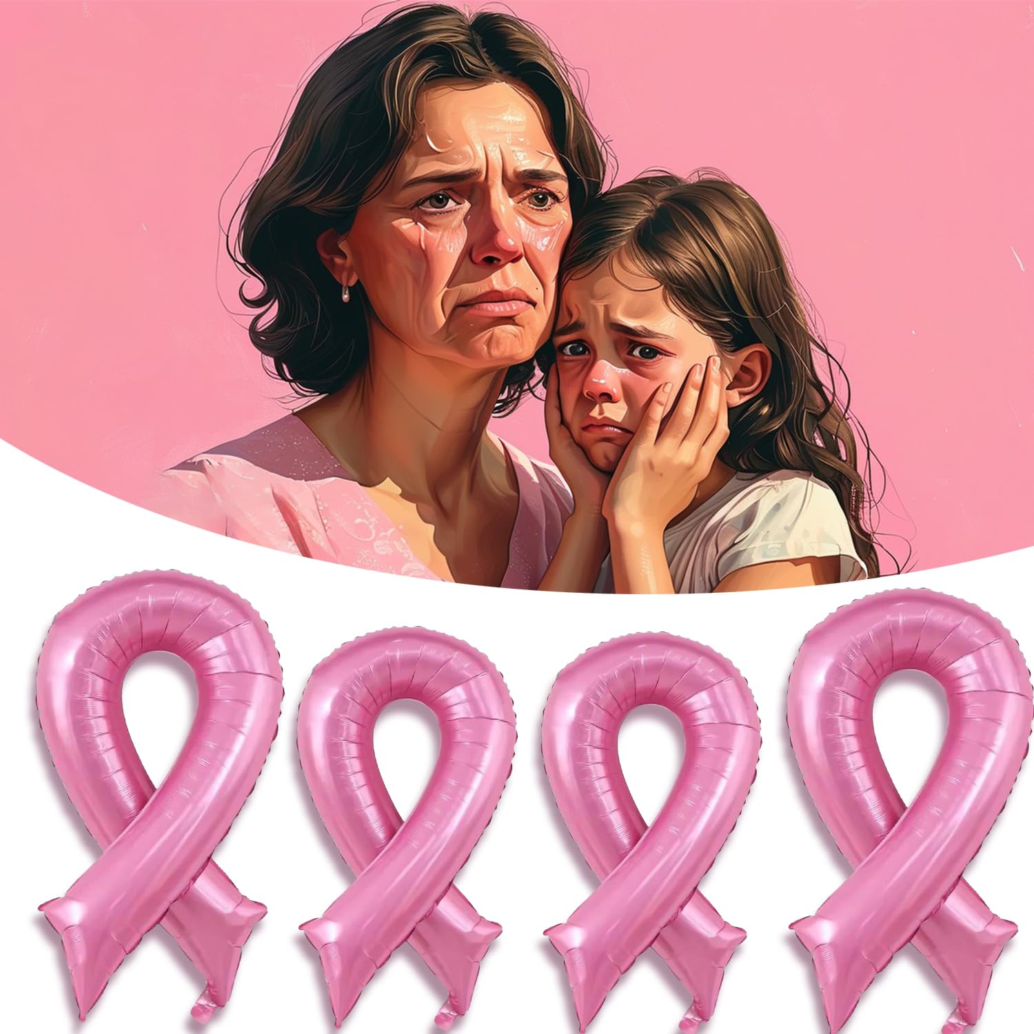 Lezevn 10pcs Breast Cancer Awareness Balloons Decoration Pink Ribbon Foil Balloons for Charity Fundraising Events - Image 4