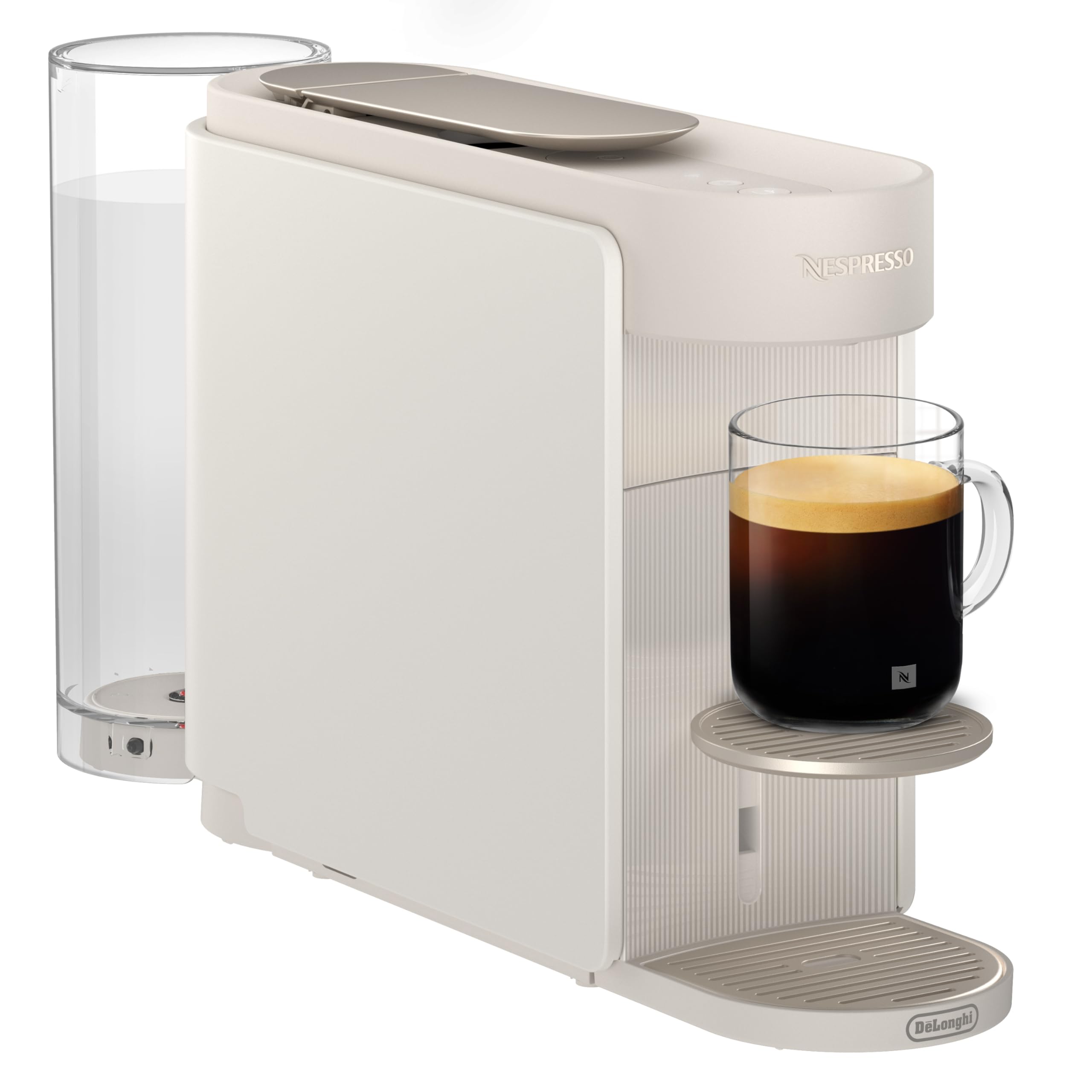 NESPRESSO Delonghi Vertuo Up Kaffeekapselmaschine für 5 Tassengrößen | 3 Sekunden Aufheizzeit | One Touch Kaffee Zubereitung | 1,4 L Wassertank | Kompaktes Design | Weiß (ENV200.W)