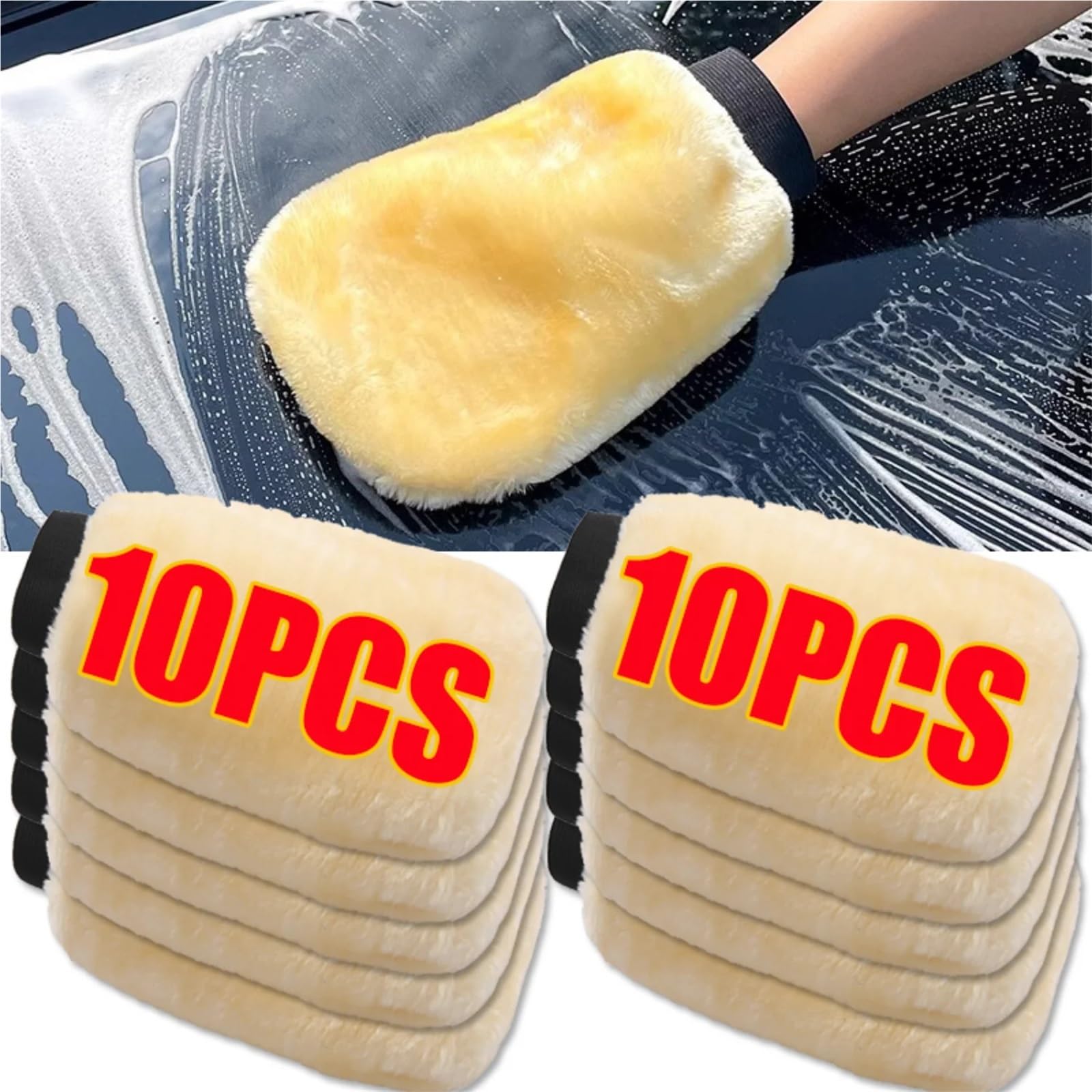 Fleece-Handschuhe für die Autowäsche 10 Stück Autowaschhandschuhe aus Kunstwolle, verdickt, flauschig, for Autowischen, Wachsen, Polieren und Reinigen