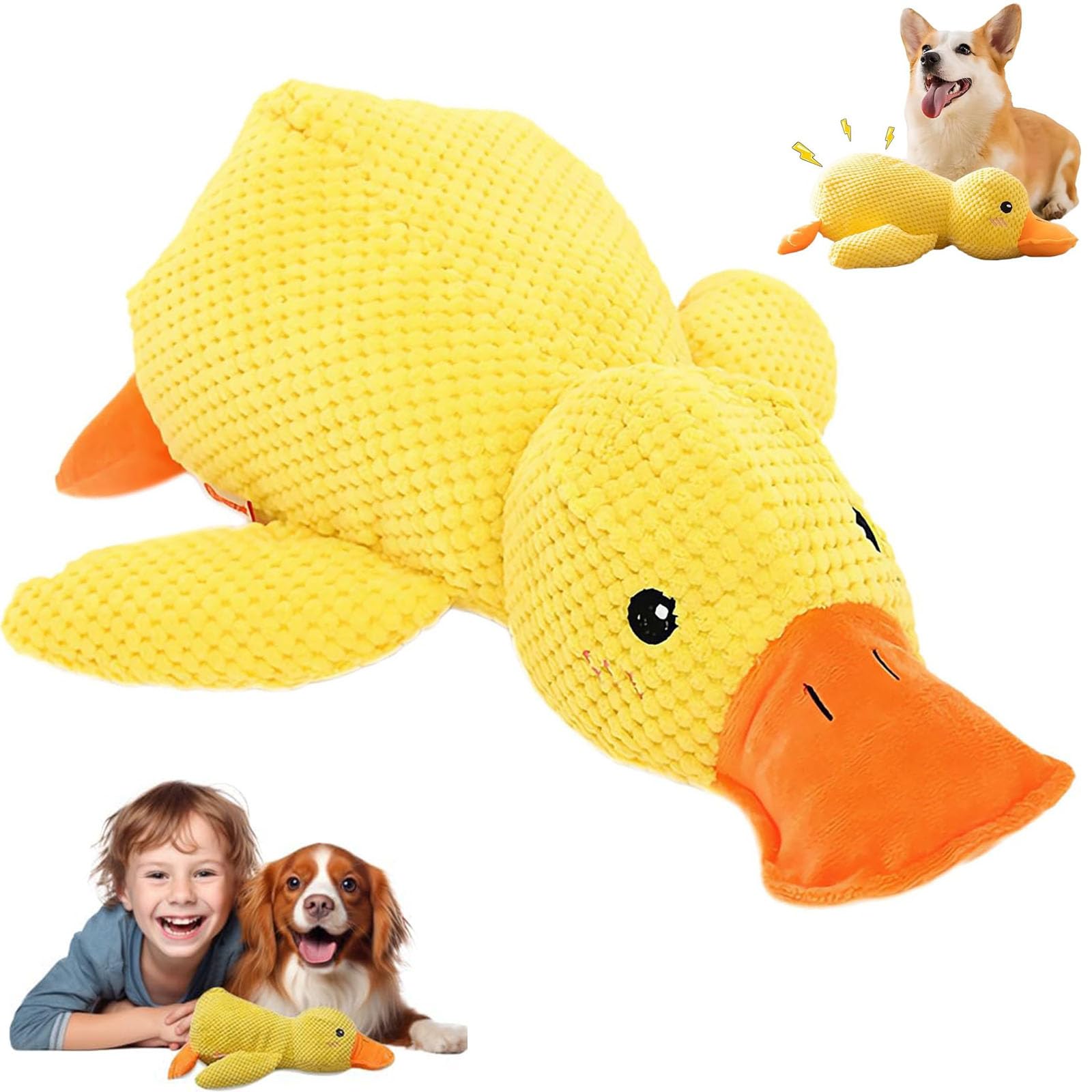FiveMileBro Anti-Stress Duck for Dogs, Dog Toy Duck, Squeaky Plush Toy, Cute Soothing Toy for Puppies and Dogs, Interactive Cuddly Toy (25 x 22 cm)
