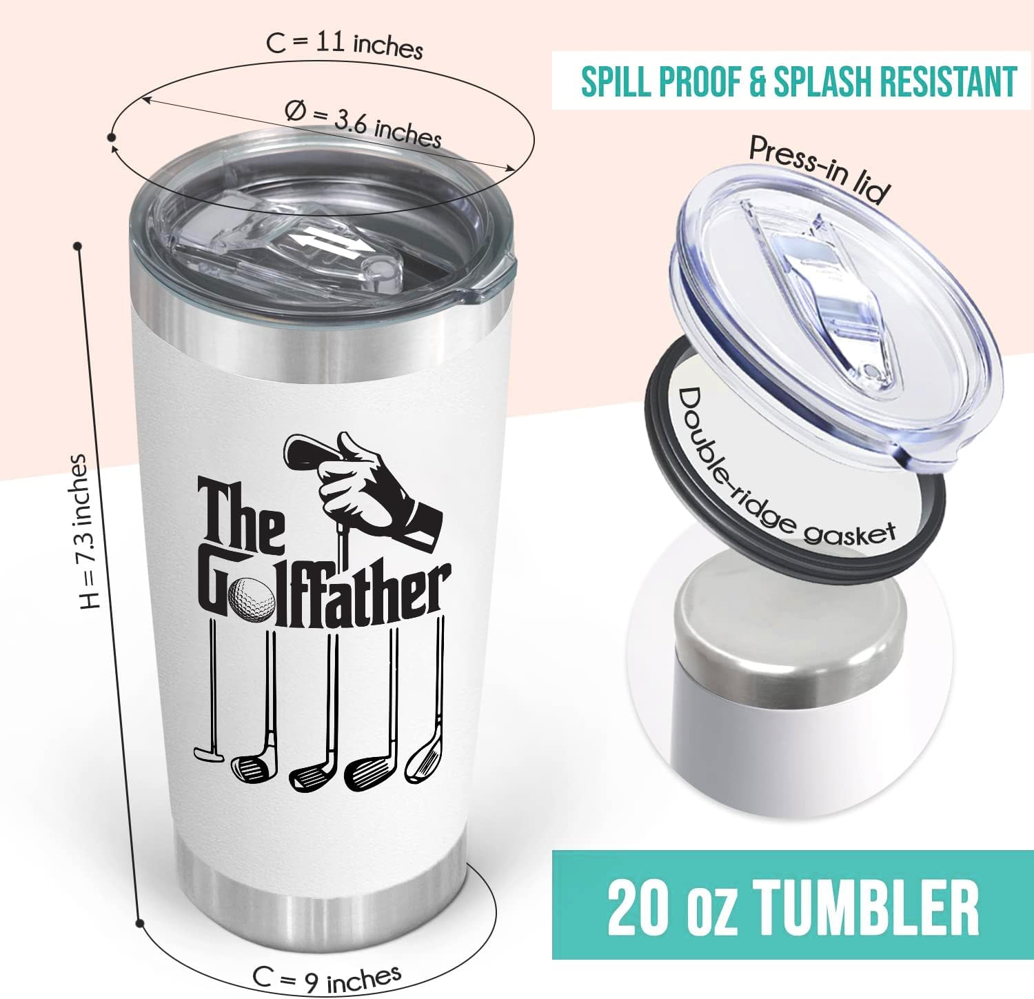 Golf Birthday Gifts For Men, Women Husband, Grandpa, Uncle - Golf Cups Ideas On Father Day - 20 Oz Stainless Steel Tumbler - Funny Golfer Gift For Coworkers, Friend, Mom, Wife - Image 5