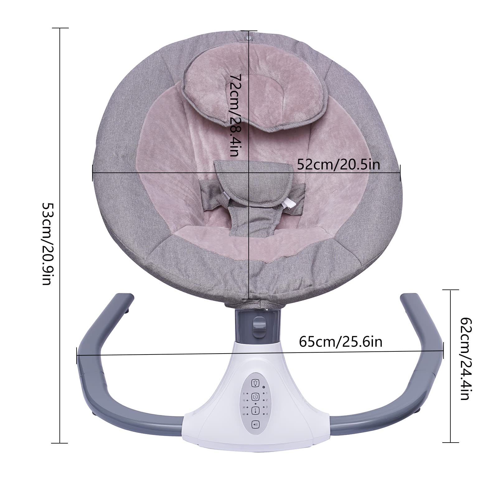 Altalena elettrica per bambini, per interni con baldacchino oscurante, con telecomando, 12 musica Bluetooth, per bambini da 0 a 18 mesi, fino a 44,09 libbre (grigio)