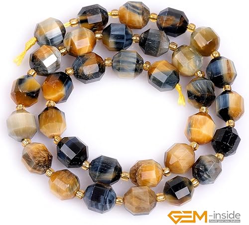 Miniatura 2 de GEM-Inside - Cuentas de 0.394 in para hacer joyas, 33 cuentas facetadas a mano con ojo de tigre marrón y ojo de tigre, cuentas para hacer joyas a