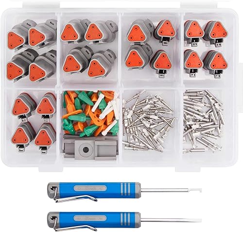 Miniatura 11 de JRready ST6339 Deutsch DT Conector 2 pines con herramienta de crimpado Deutsch (ACT-LY-16DT), conector DT gris de 2 pines (5 juegos), tamaño 16