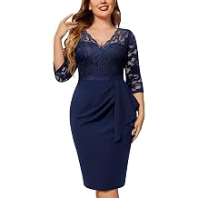 Miusol Womens Plus Size Cocktail Formal Wedding Guest Floral Lace Dresses