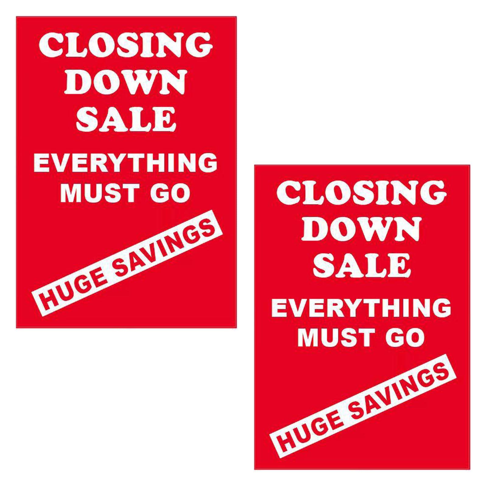 A1 Sale Posters Pack | Eye-Catching Store Display Signs for Retail | Clearance, Discounts, Special Offers, Huge Savings | Bright Colors (2, Closing Down Sale Everything Must Go Huge Savings)