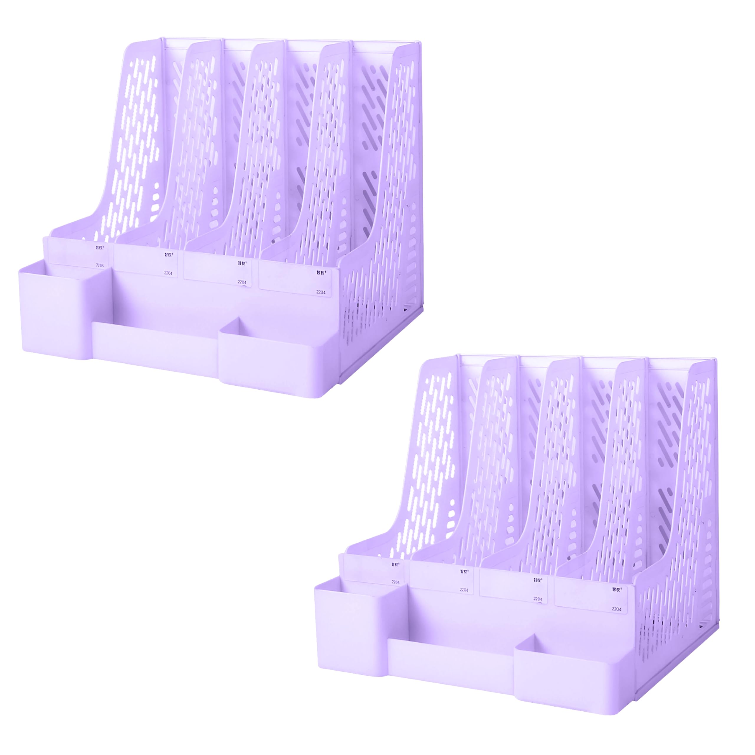 DaKos Portarotolo in plastica a 4 scomparti, organizer da scrivania, organizer per lettere, portapenne, riviste, libri, organizer (viola, confezione da 2)