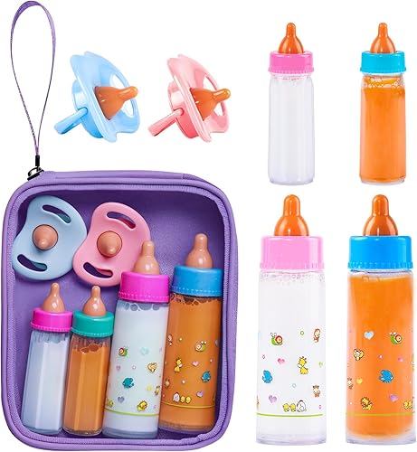 Miniatura 8 de SCOM Accesorios para biberones de muñeca de bebé, 6 piezas, juguetes de biberón, leche mágica que desaparece y jugo, juego de simulación