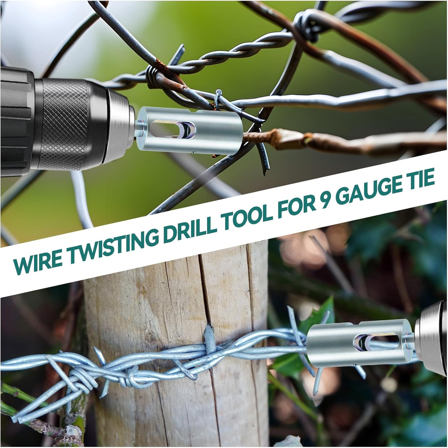 Twist Ties Tool for 9 Gauge Drill Chuck, Fixing Twist Fence Ties Tool Compatible with 3/8" Power Drills Wire Easy Twist Tool for Fixing Chain Link Fence and Loop Fences