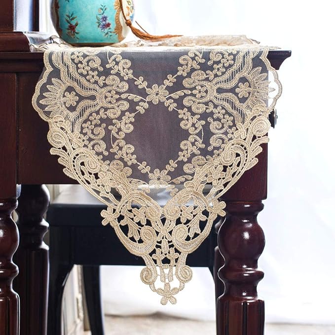 ARTABLE Rectangle Table Runner Lace Macrame Embroidered Table Runners with Exquisite