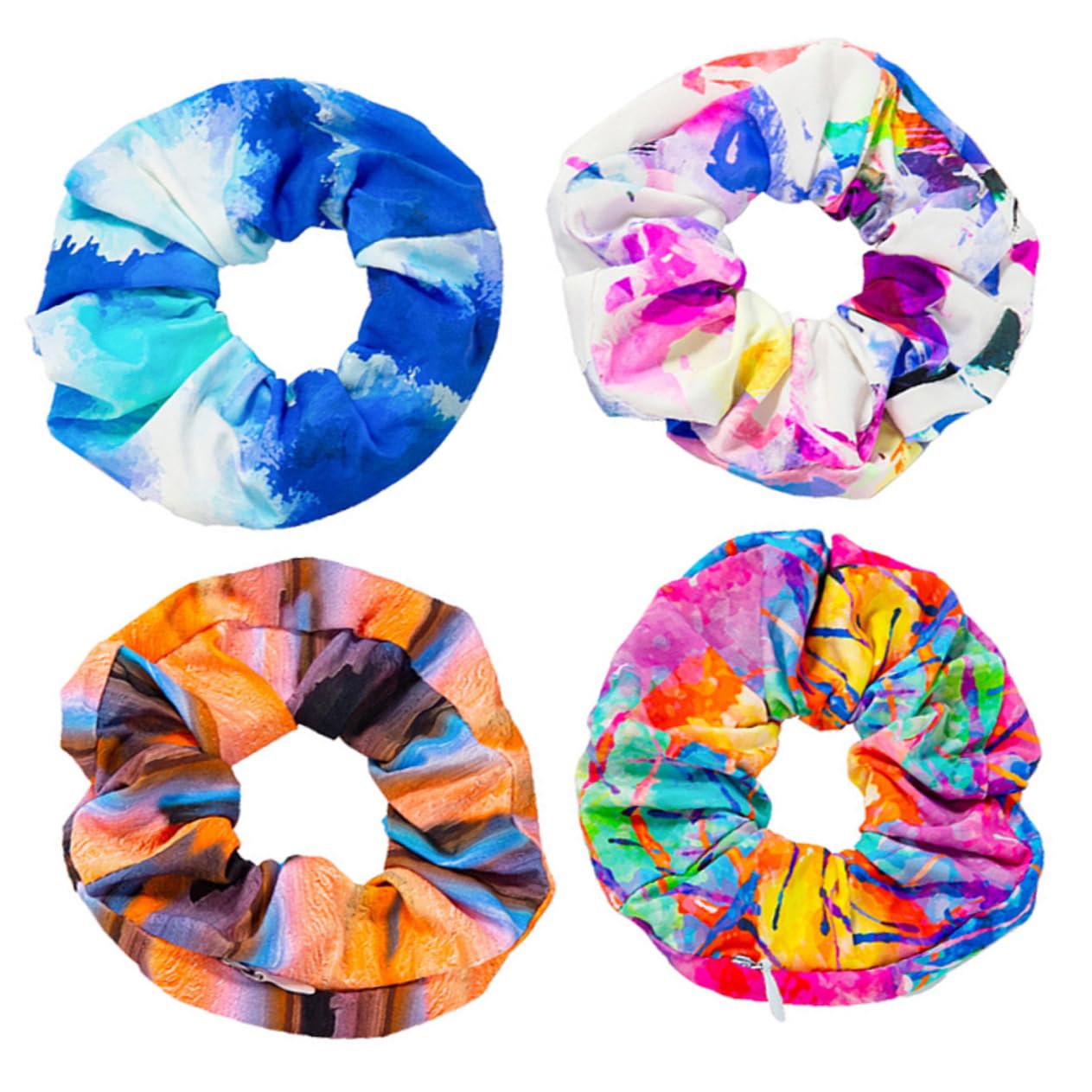 12piezas Scrunchies Con Función De Cremallera Para Coletas Accesorios De Cabello Coloridos y Prácticos Para Mujeres