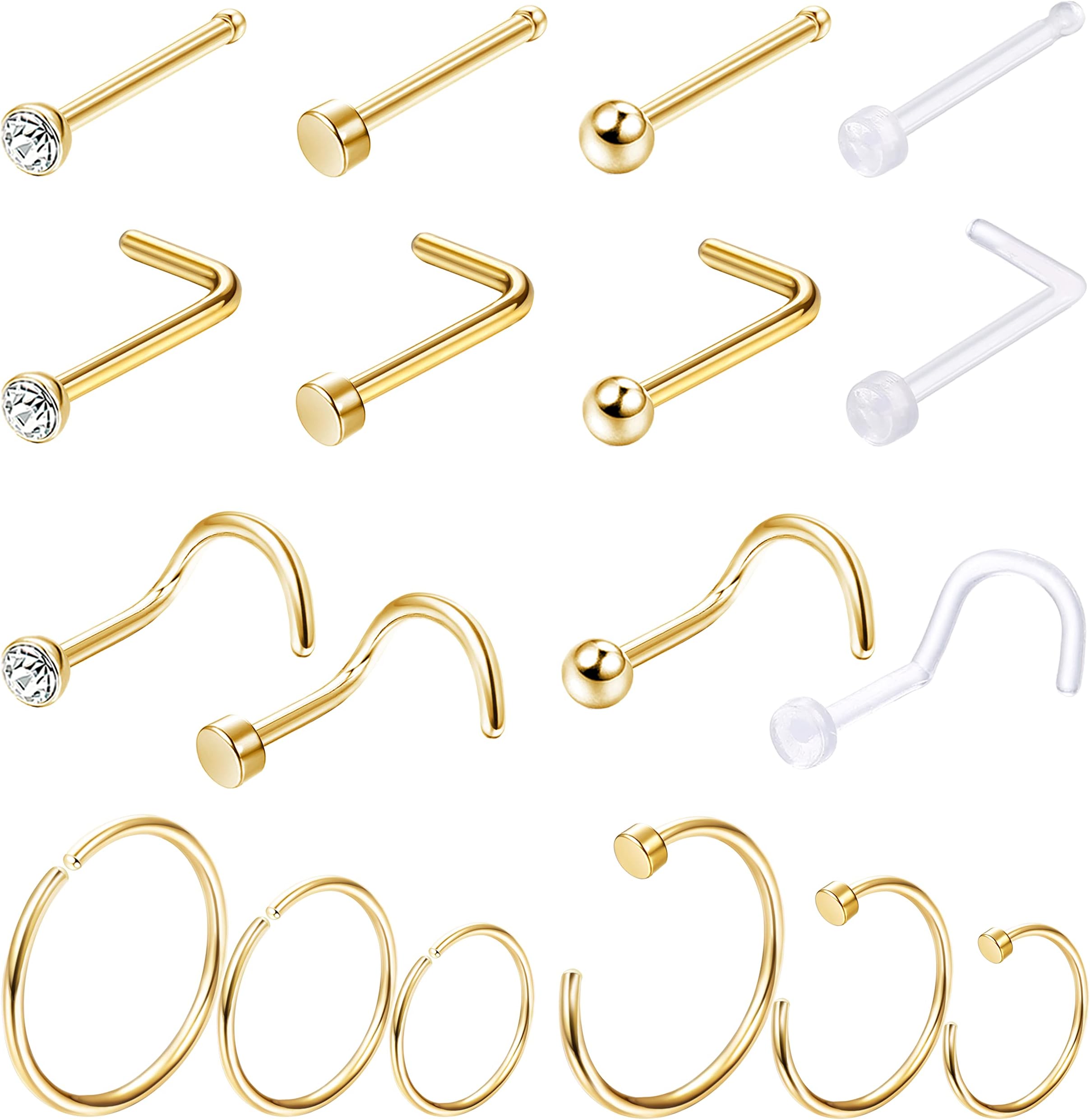 LOLIASLOLIAS Hypoallergenic G23 Titanium Nose Ring Studs for Sensitive Skin 20G Nose Ring Hoops Nose Studs for Women Men 2mm Small Titanium Nose Piercing Jewelry