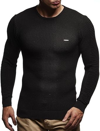 Leif Nelson Mens Sweater Knitted Pullover Hoodie Basic Crew Neck Sweatshirt Longsleeve Long Sleeve Slim Fit LN1545