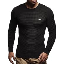 Leif Nelson Mens Sweater Knitted Pullover Hoodie Basic Crew Neck Sweatshirt Longsleeve Long Sleeve Slim Fit LN1545