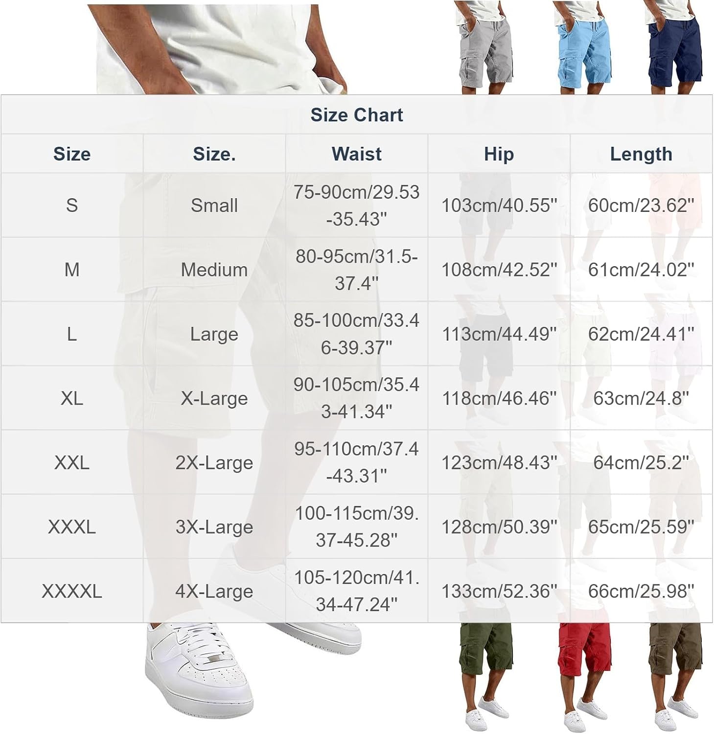 Mens Cargo Shorts Elastic Waist Drawstring Baggy Tactical Short Pant Work Casual Sweatpants with Multi Pockets