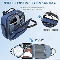 Vista 5 de KROSER - Equipaje de mano multifuncional para mujer, ligera, maleta para colocar debajo del asiento, 16 pulgadas, Azul