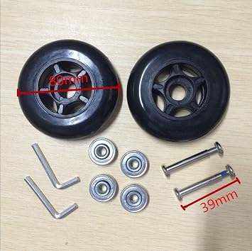 2PCS Black Luggage Suitcase Replacement Wheels Rubber Swivel Caster Wheels Repair with 608zz Inline Outdoor Skate Replacement Wheels 80X24mm