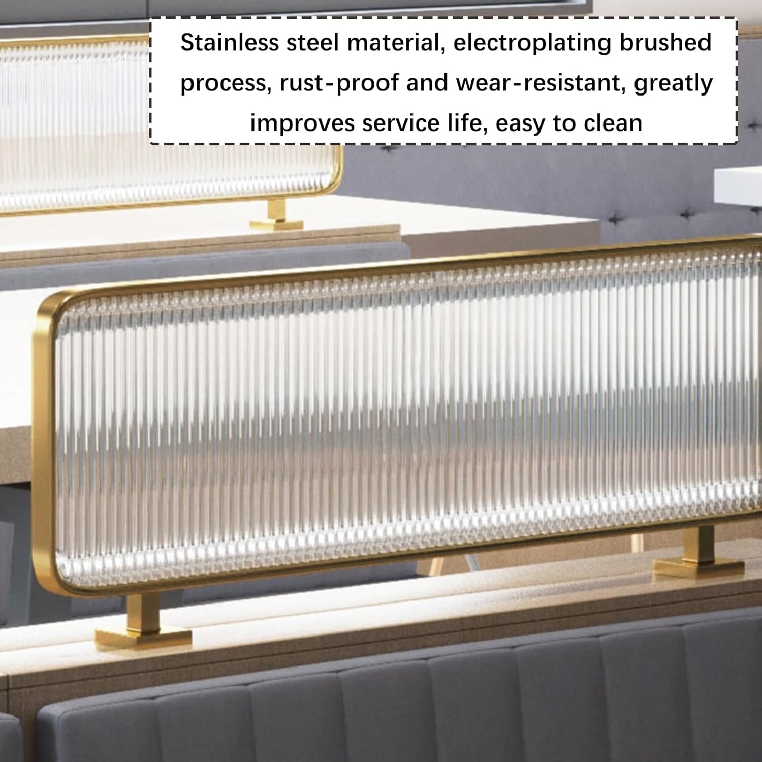 Stainless Steel Privacy Dividers for Dining Areas | Glass Partition Screens | Restaurant & Office Table Top Separators | Black Low Fence, 15.75"x47.24" (40x120CM)