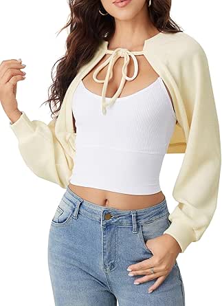 GORGLITTER Cardigan da donna Super Crop Bolero, con
