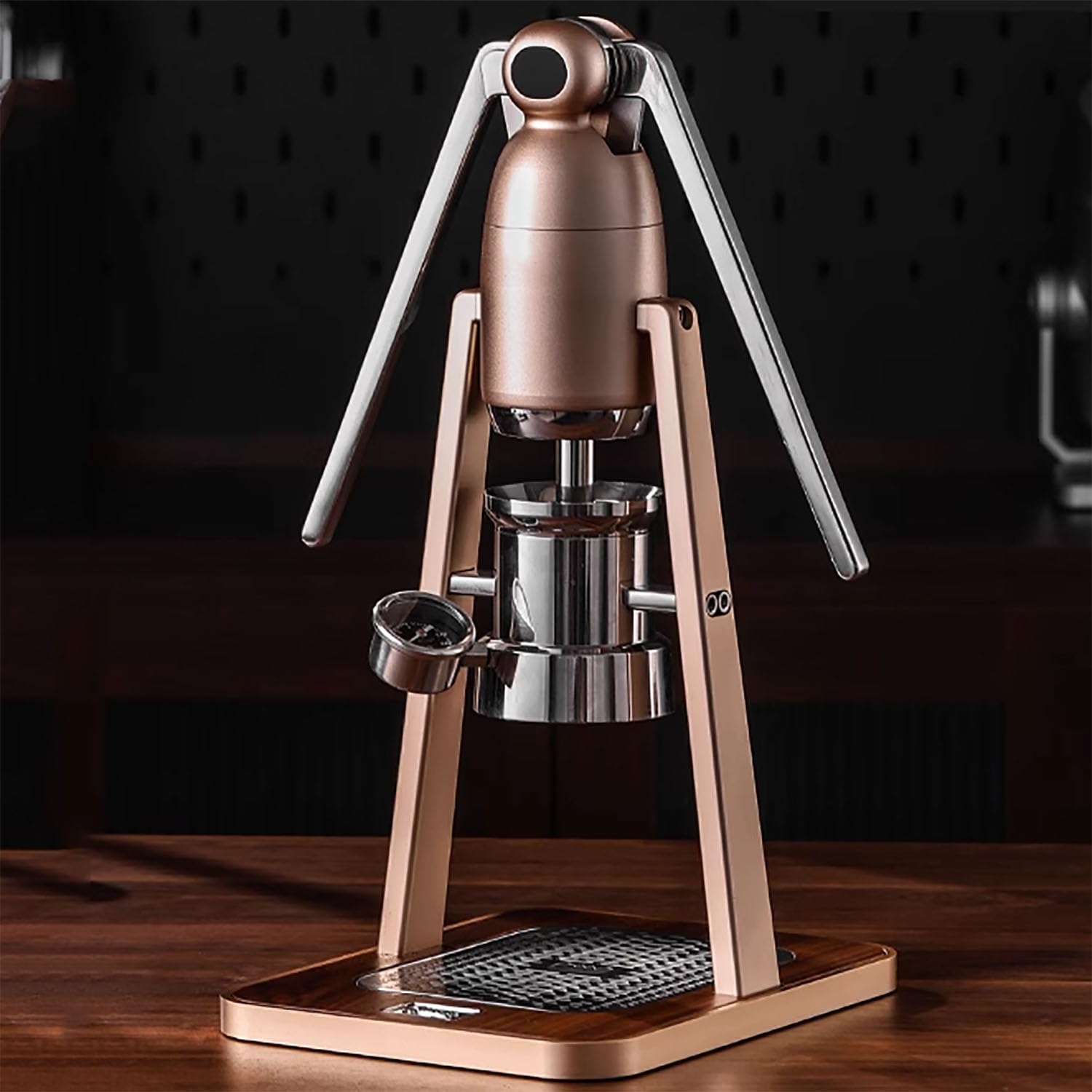 Macchina per caffè espresso manuale portatile, funzionamento a leva con pressione regolabile 0 bar-12 bar, include ciotola per polvere e manico, ideale per casa, ufficio e uso esterno