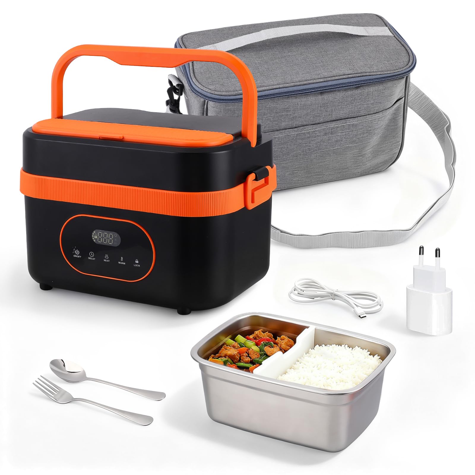 Brolteja Electric Lunch Box for Adults, Rechargeable Self-Heating
