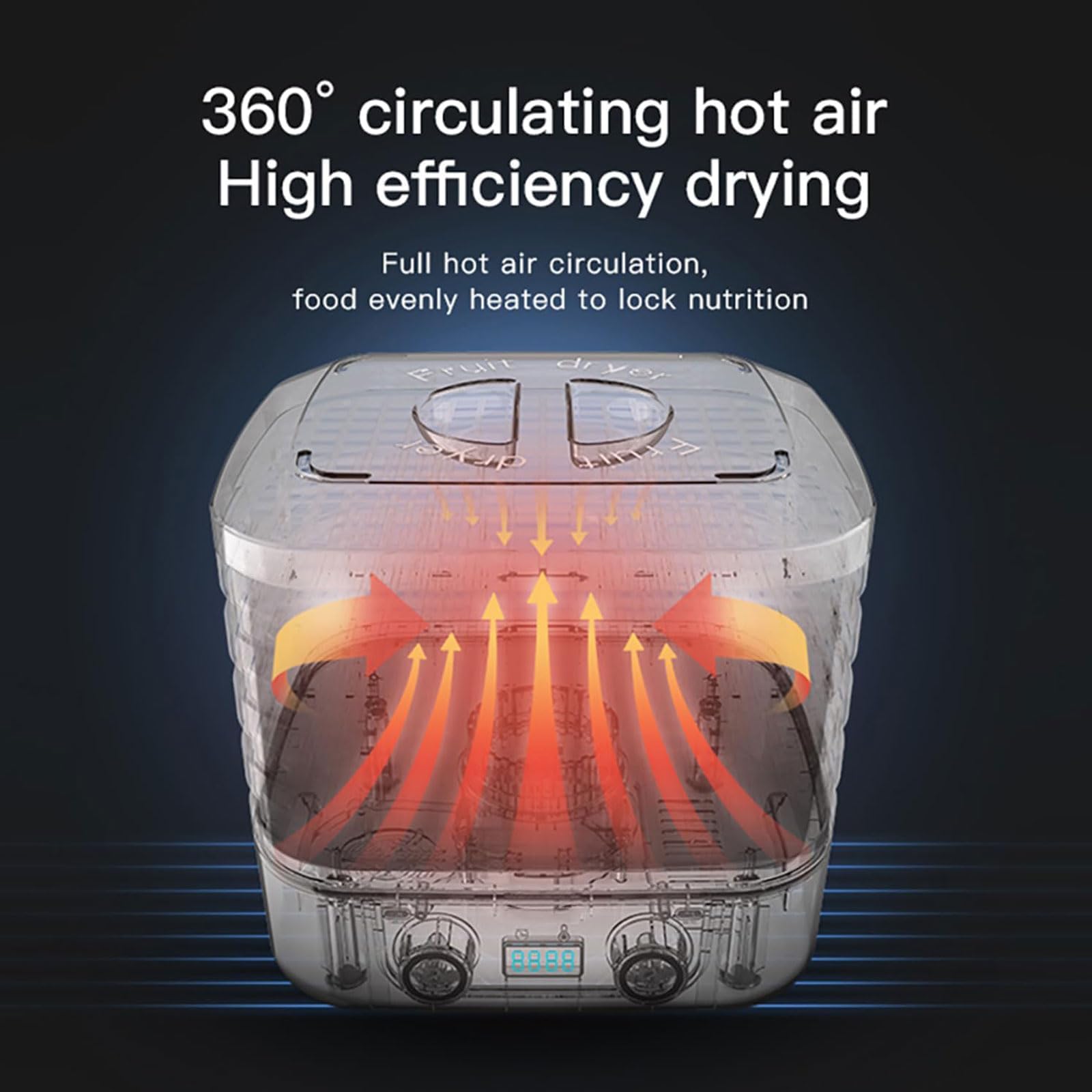 Suszarka do żywności, elektryczna suszarka do mięsa z 5 zamkniętymi workami | Kontrola temperatury (35-75°C), 48-godzinny czas, cyrkulacja powietrza 360° dla owoców, mięsa, warzyw(white)