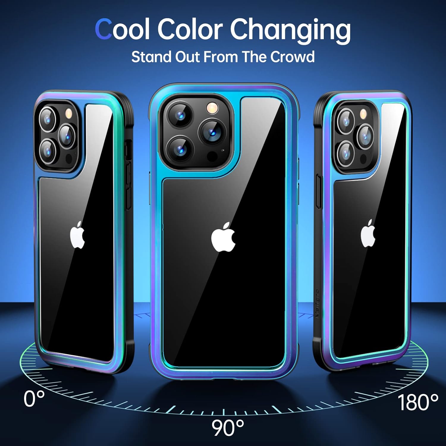 Meifigno Rainbow Series for iPhone 14 Pro Case with Aluminum Frame & 3X Shockproof Bumper & Clear Back, [3X Military Grade Drop Protection], Protective Phone Case iPhone 14 Pro 6.1inch, Iridescent