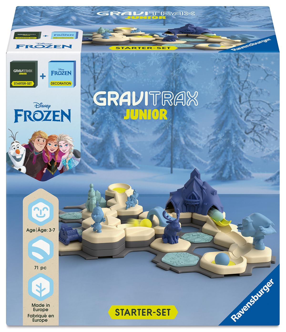 Ravensburger - GraviTrax Junior - Starter Set La Reine des Neiges - 2 Produits en 1 - Circuits de Billes créatifs - 71 pièces - Dès 3 Ans - 73385