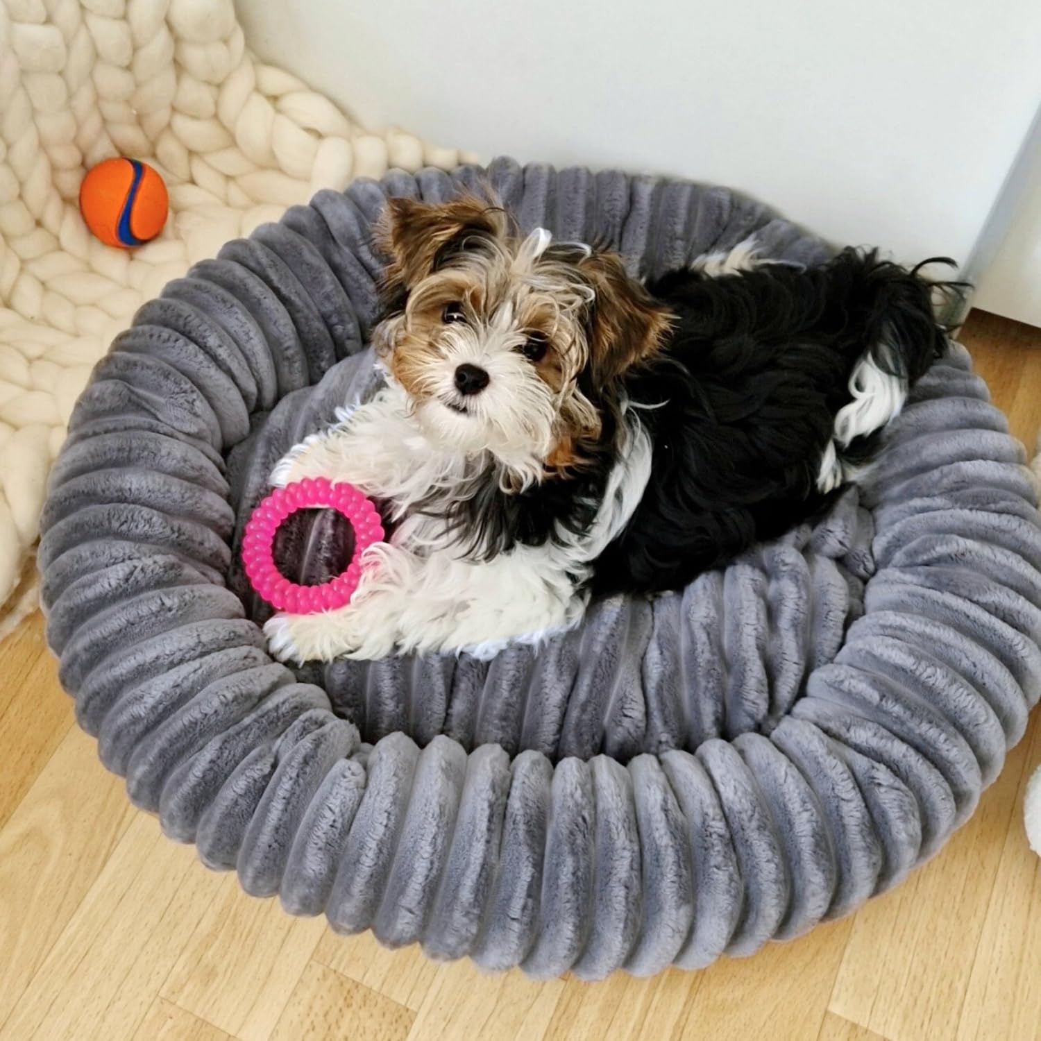 4L Textil Luna Lit pour chien douillet pour chiens de taille moyenne Corbeille pour chats peluche Panier pour chien pour chiens de taille moyenne Lit pour chien pour chiots Coussin pour chien Lit pour