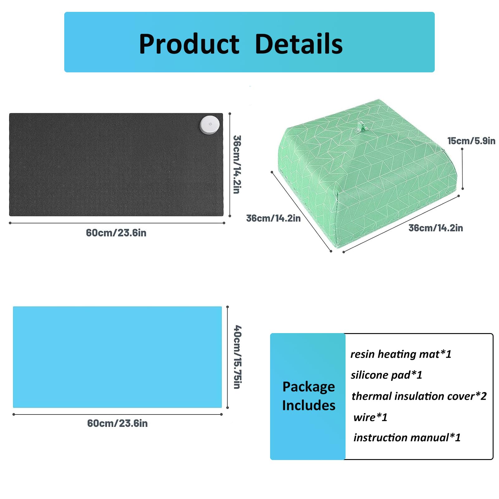 Tapis Chauffant Pour Résine époxy 60x36 Cm - Avec Thermostat Et Minuterie - Kit Complet Silicone Et Couvertures - Accélère Le Durcissement